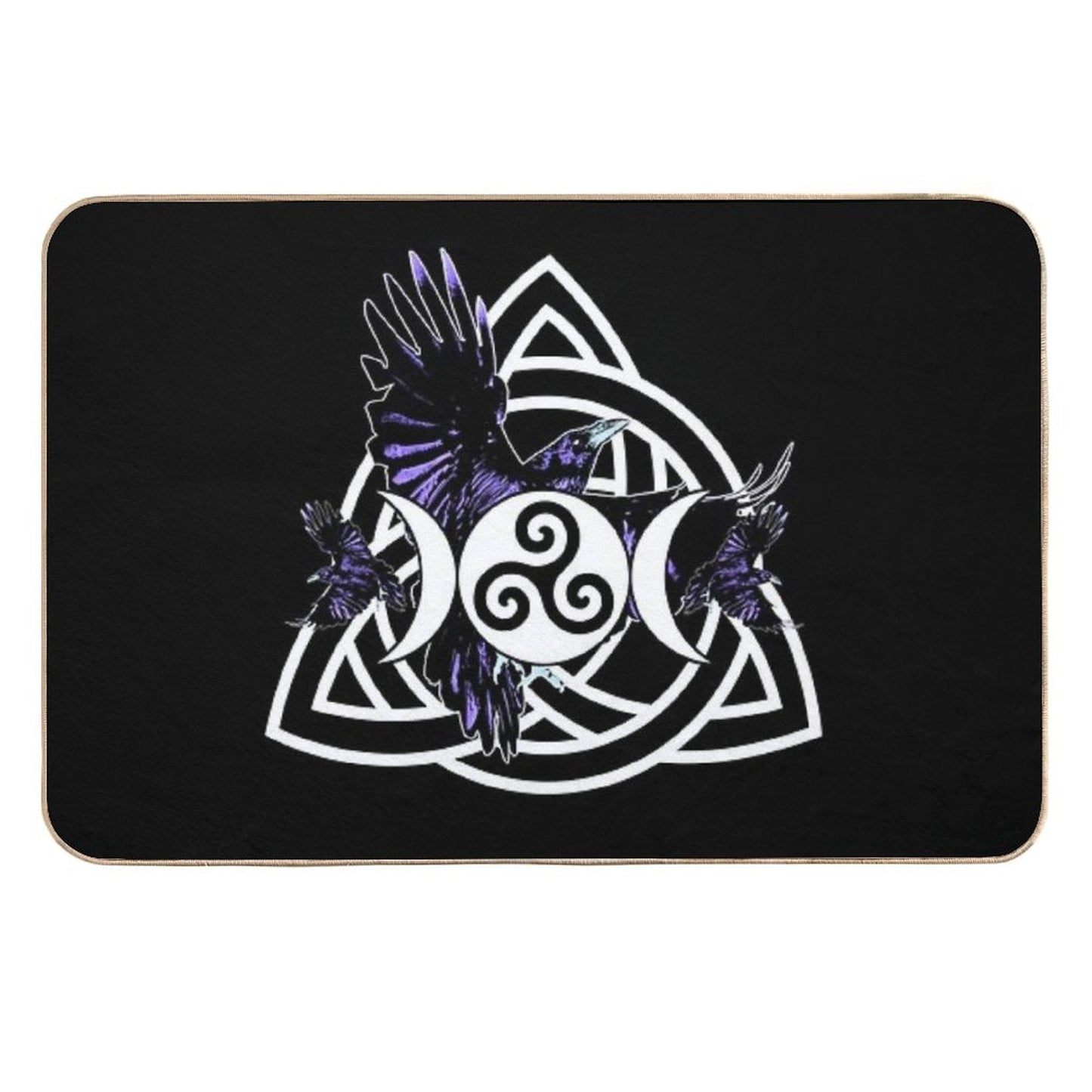 The Morrigan Triple Goddess Raven - Witches Triple Moon with Triquetra Celtic Knot And Triskelion Pet-Safe Bath Mat