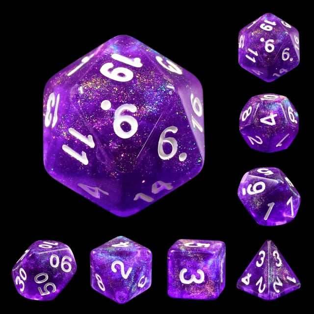 Diamond Purple with White Numbering 7-Dice Set RPG -