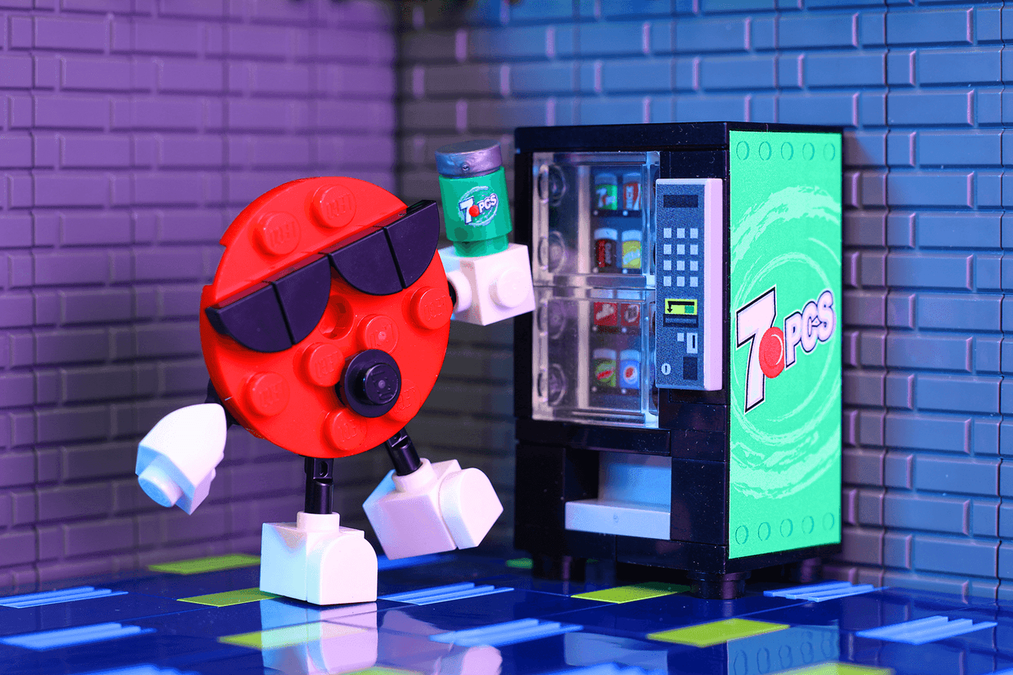 Custom 7 Pieces Soda Vending Machine made using LEGO parts - B3 Customs -