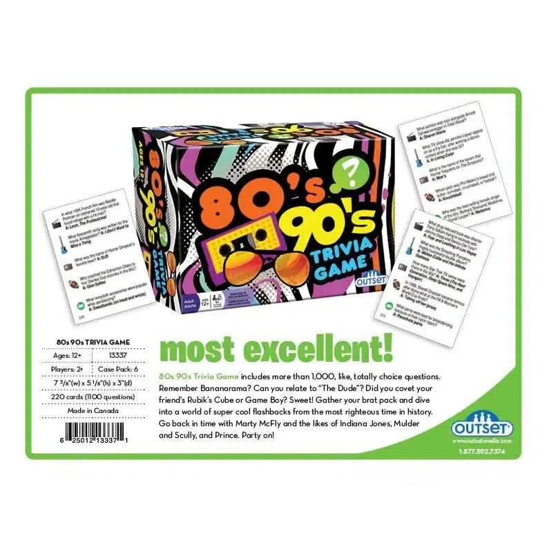 80s 90s Trivia Card Game Outset -