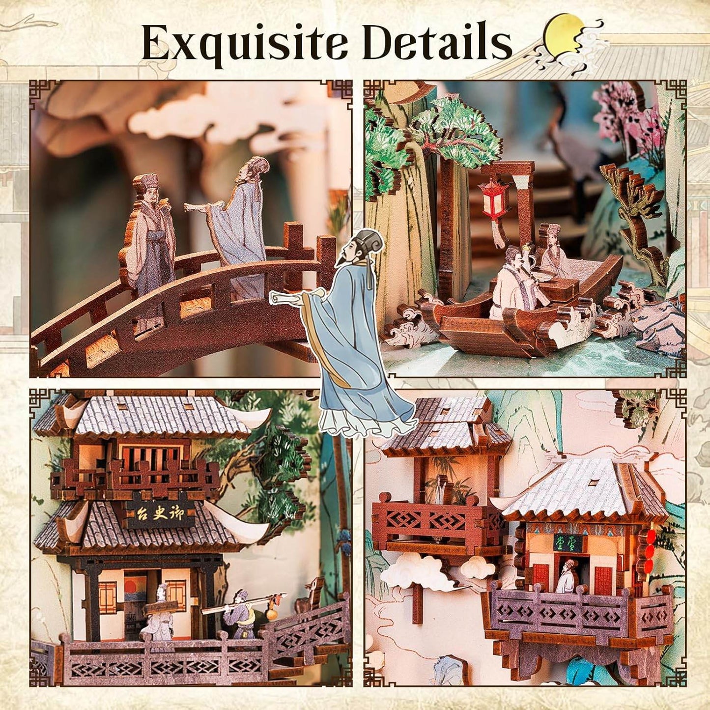 Book Nook Wizardi Miniature - Su Dongpo's Life Roombox Kit -