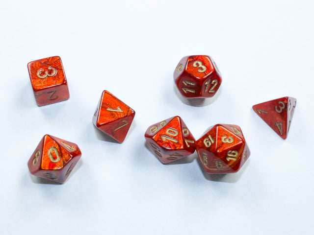 Scarab: Mini-Polyhedral Scarlet/gold 7-Die Set -