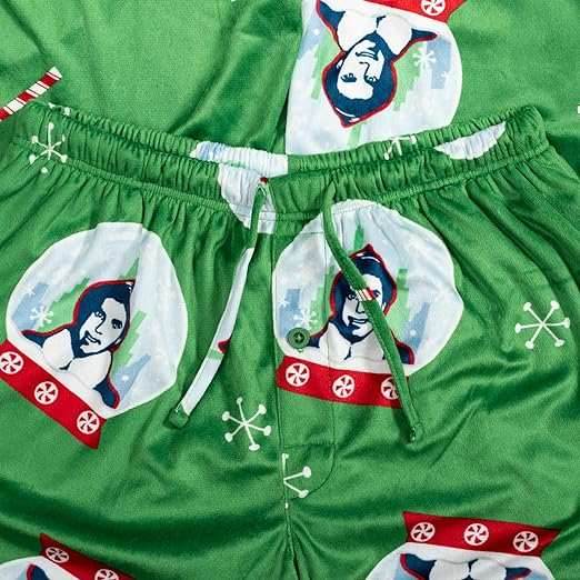 Elf Snowflakes Candy Cane Green Lounge Pants - S