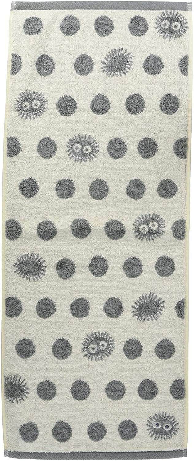 My Neighbor Totoro Soot Sprite Face Towel Grey and White -