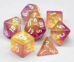 Always Go Pink-Purple/Yellow 7-Dice Set RPG DND -