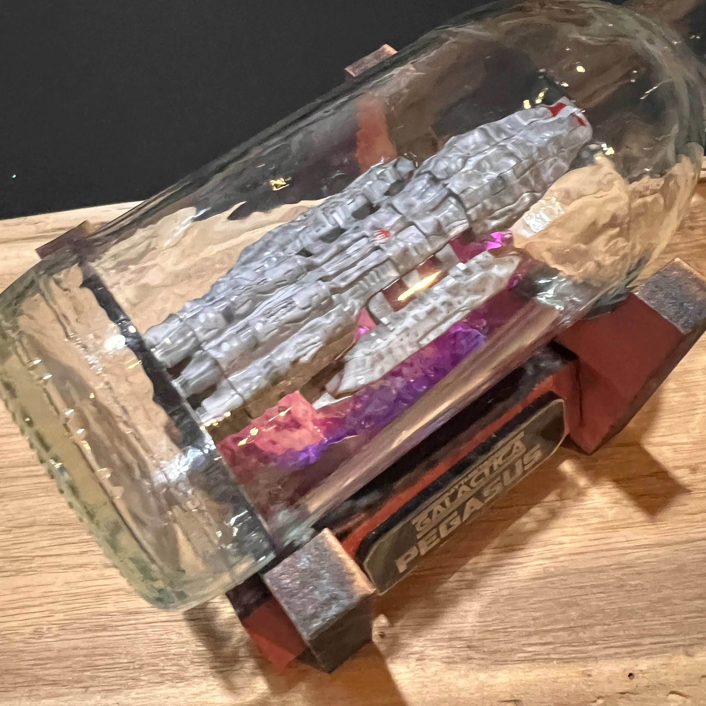 Battlestar Pegasus Starship in a Beer Bottle -