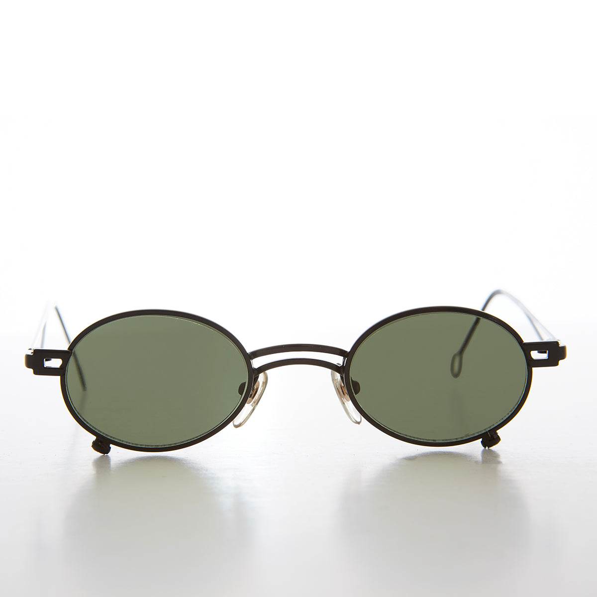 Small Oval 90s Full Metal Steampunk Sunglasses - Azari - Gold / Brown Lens