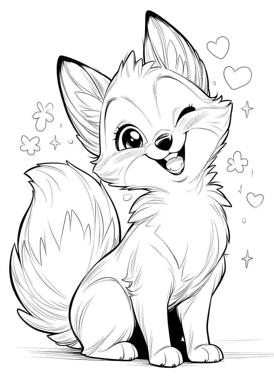 Adorable Winking Fox Coloring Page - Cute Fun for Kids! ๐๐ฆ | Infinite Visibility