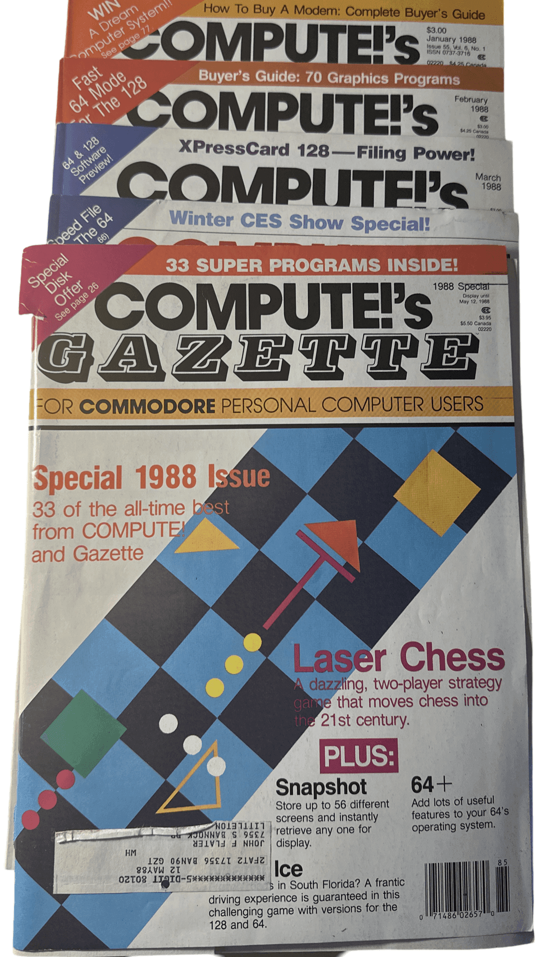Compute's Gazette 1988 Back Issue(s) C64 C128 VIC-20 Commodore 64 Magazine - 5 Issues (January 1988 - April 1988 + 1988 Special)