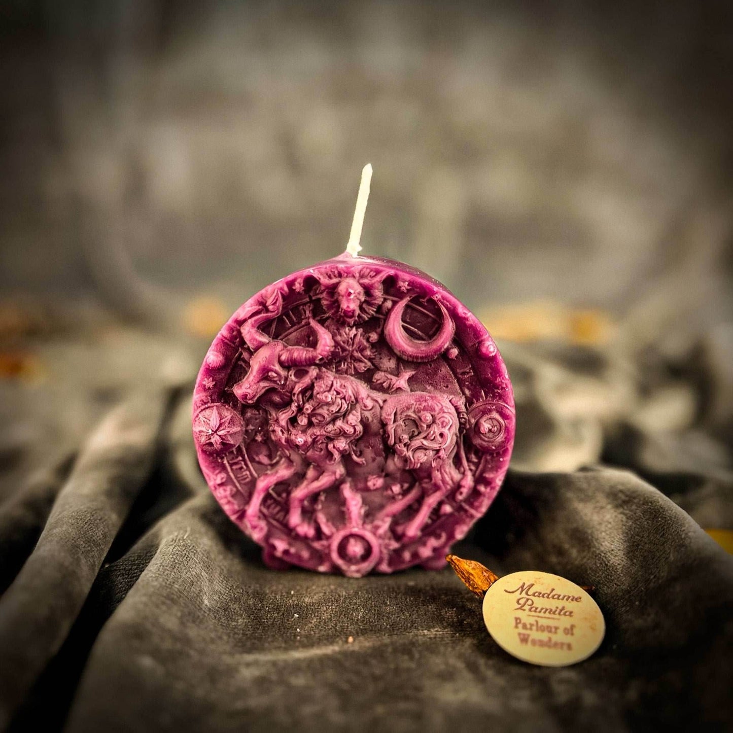 Beeswax Taurus Bull Zodiac Spell Candle - Purple (Power)