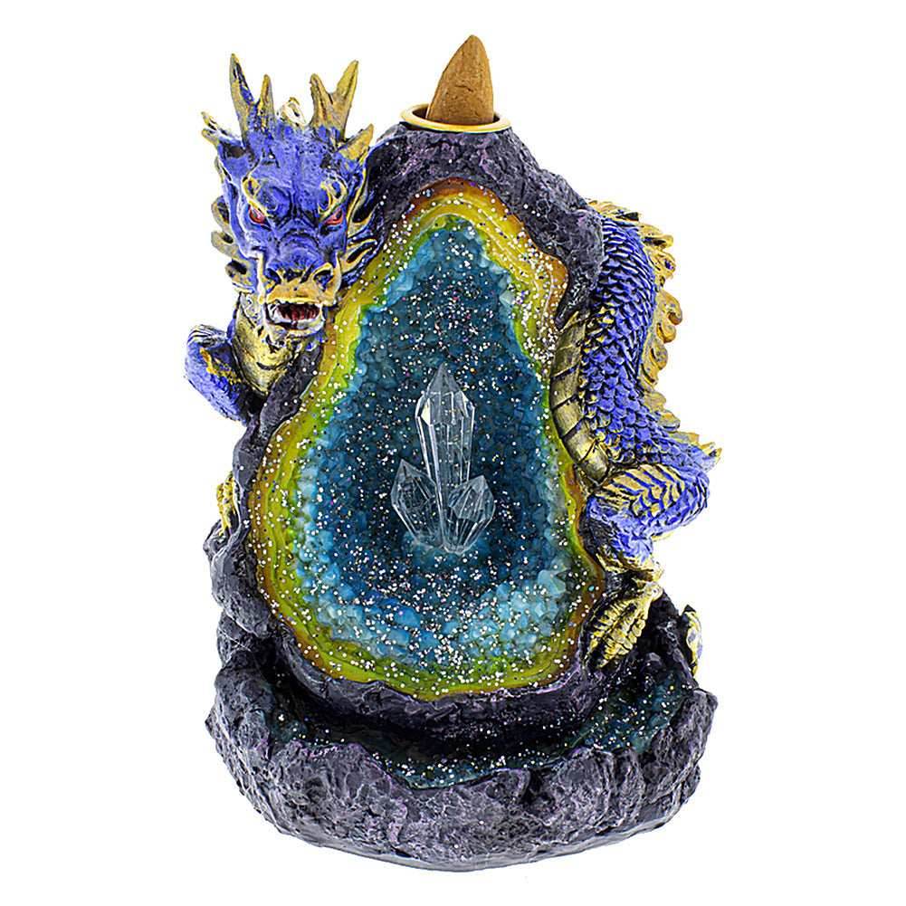 Dragon on Crystal Geode Backflow Incense Burner -