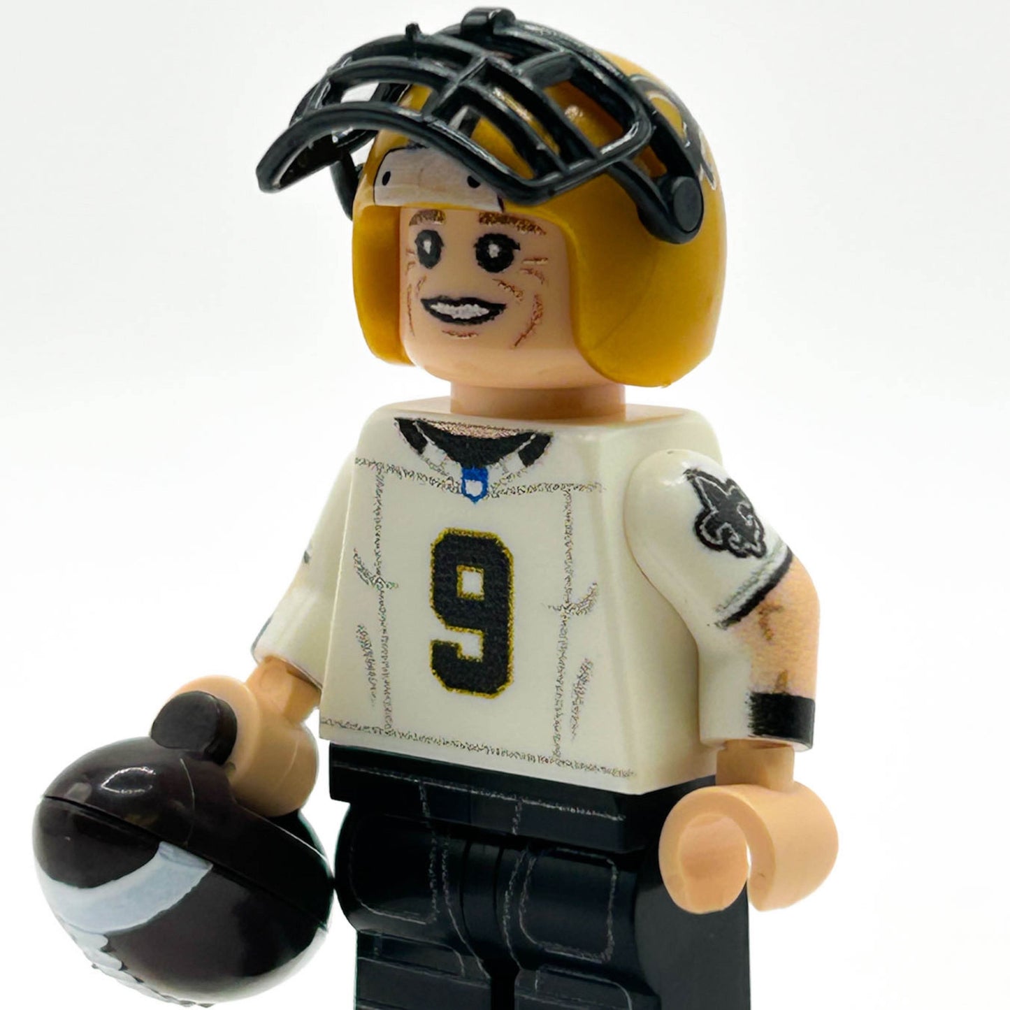 #9 QB New Orleans Football Player Minifig made using LEGO parts - B3 Customs -