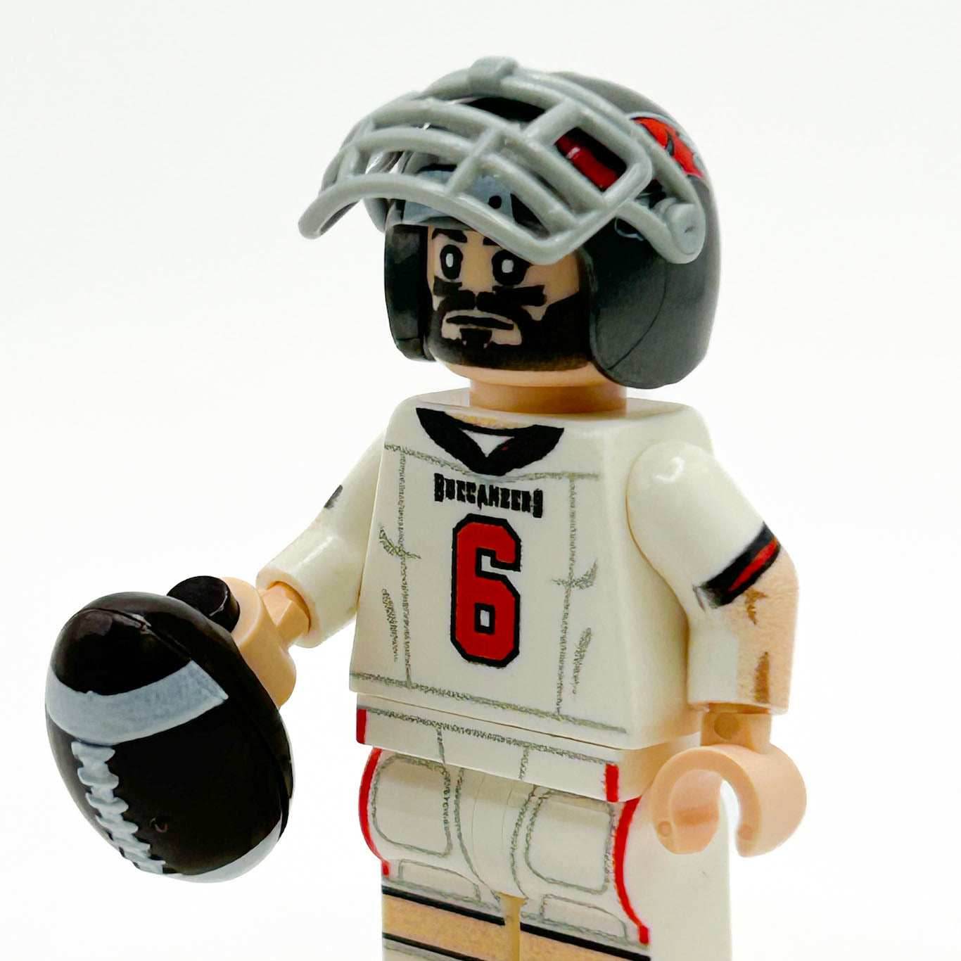 #6 QB Tampa Bay Football Player Minifig made using LEGO parts - B3 Customs -