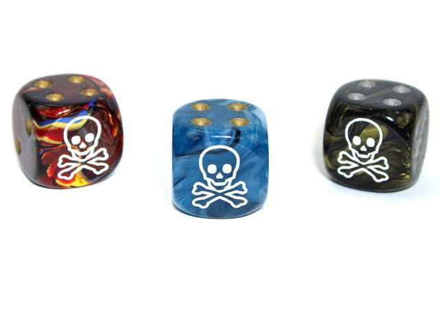 Skull & Crossbones d6 Pipped Dice 16mm | Custom Pirate Dice of Random Color (sold per piece) -