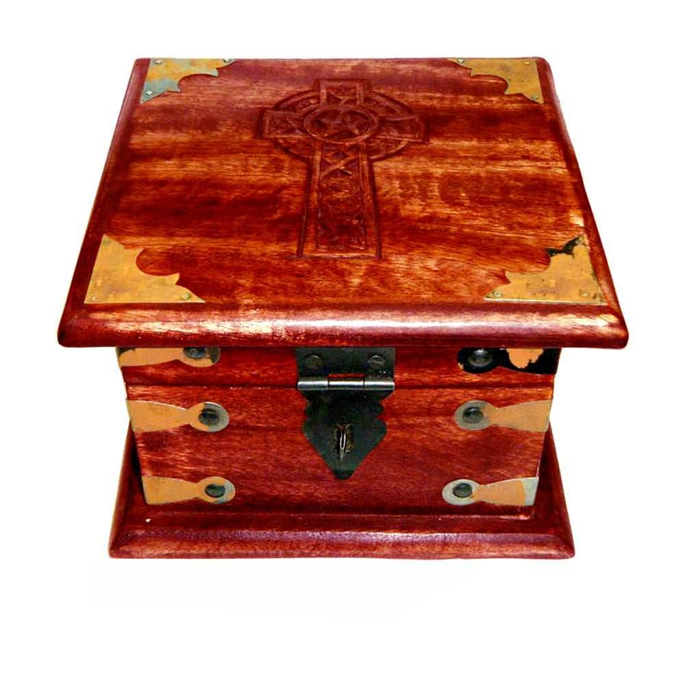 Celtic Cross Wooden Chest -
