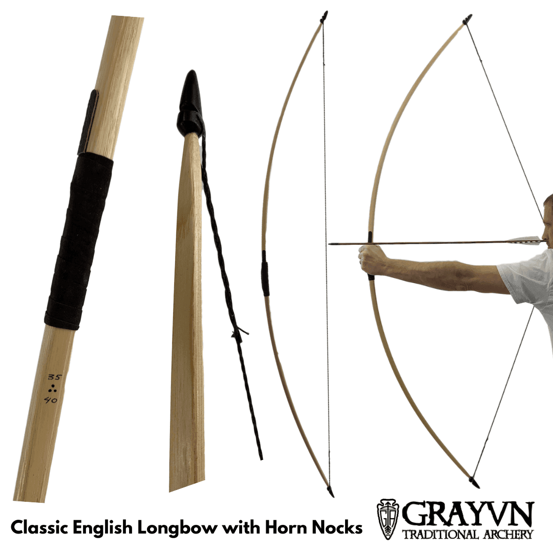 Classic English Longbow with Horn Nocks - 20-25