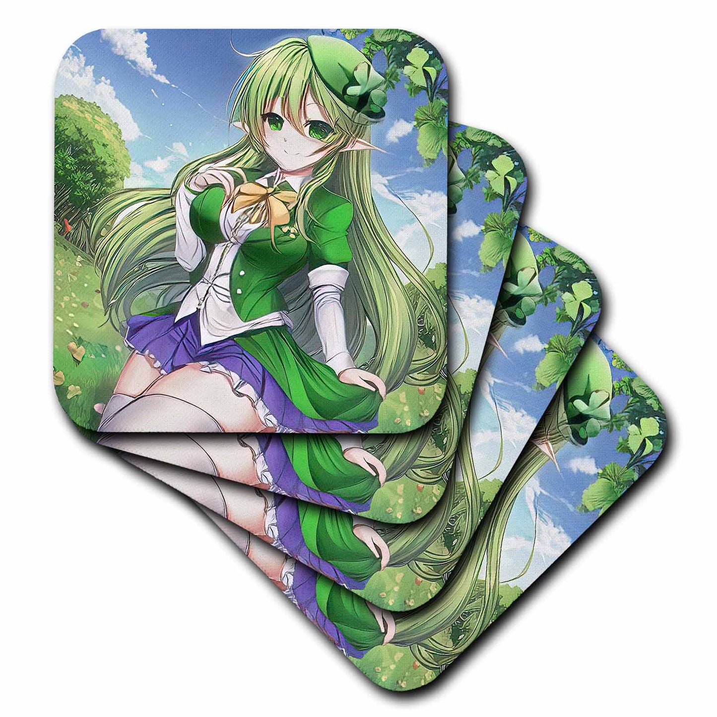 3dRose Irish elf Girl, The Goddess of Good Luck in The Fantasy Garden Gift - Coasters (cst-376625)