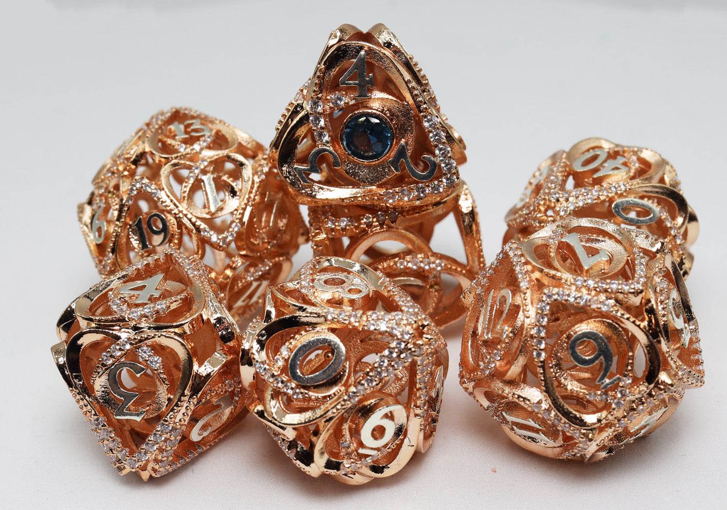 Hollow Hearts: Jeweled Copper - Metal RPG Dice Set -