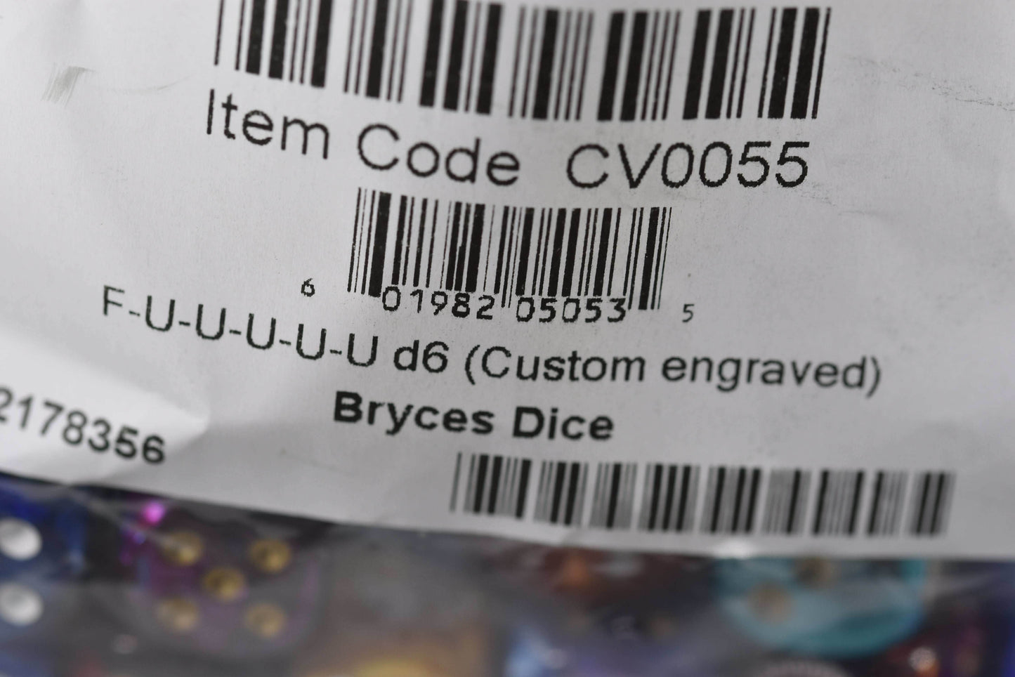 F-U-U-U-U-U d6 | Custom Dice with Angry Face and F-U Message Pipped Dice -