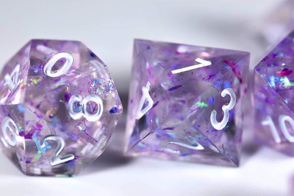 (PURPLE) Sharp Edge Resin 7-Dice Set -
