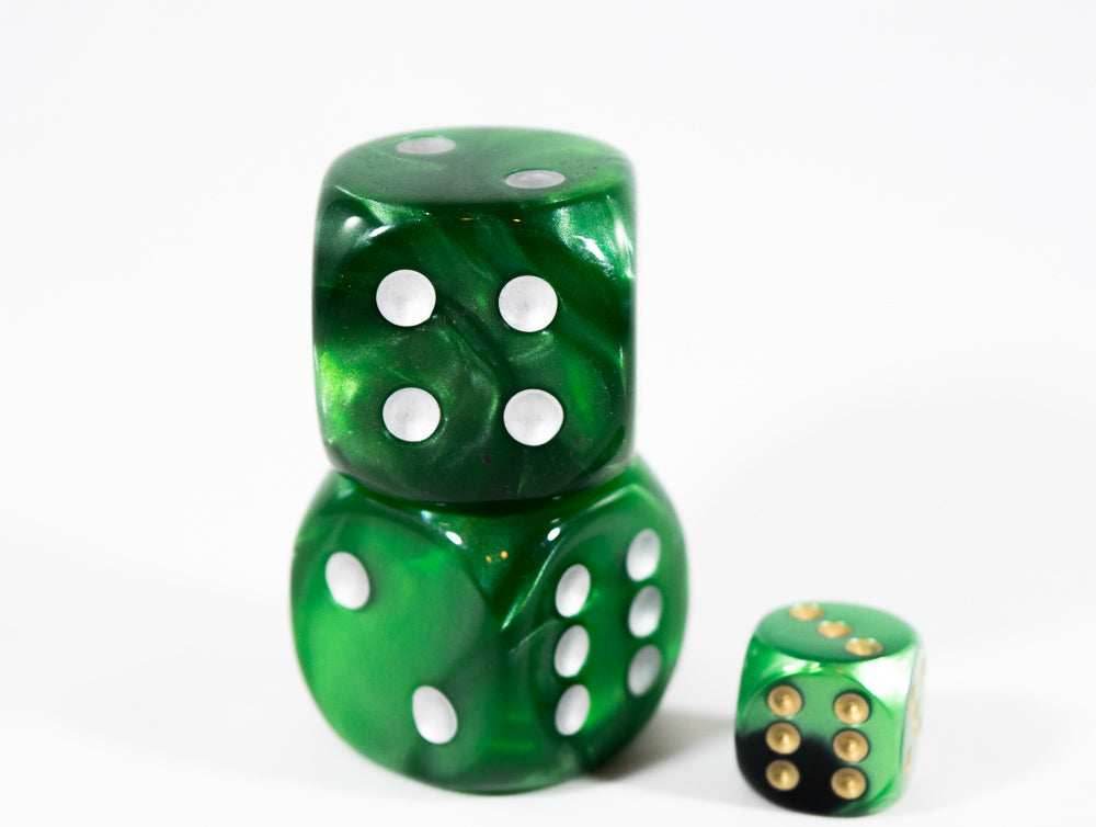 OOP Rare 30mm Velvet Dark Green Dice Silver Pips by Chessex Out of Print (Sold per piece) -
