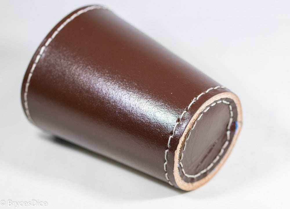 Handmade Leather Dice Cup (Brown w/Blue Lining) -