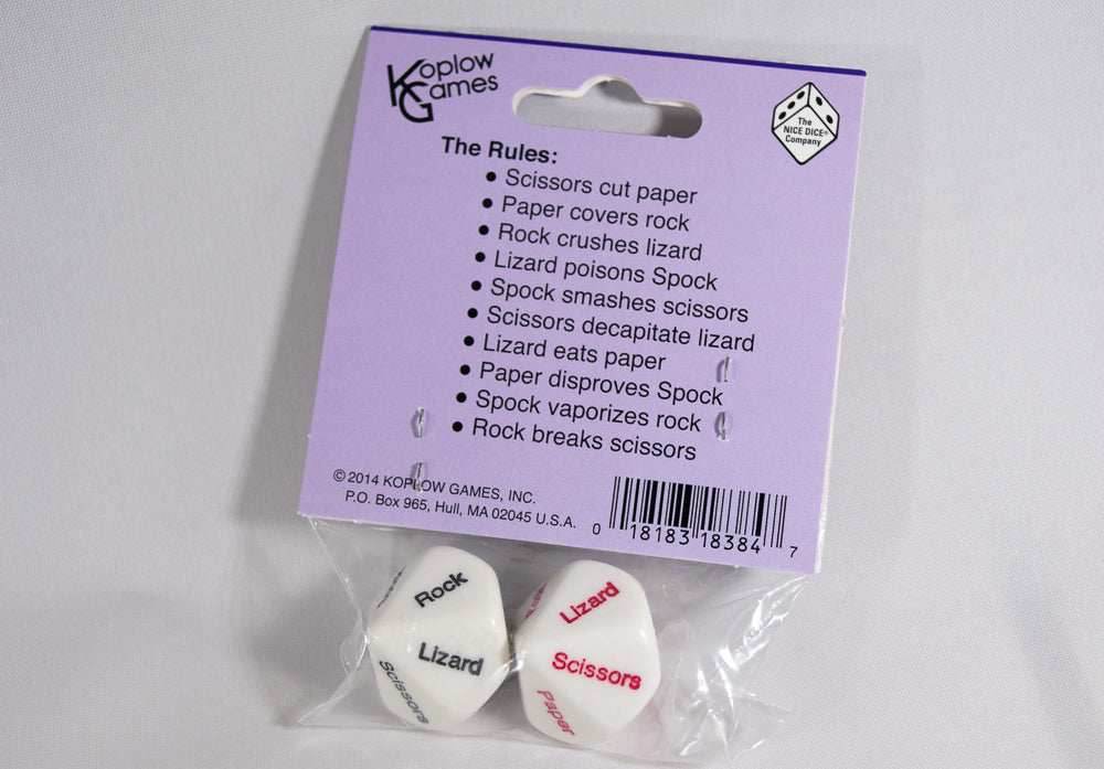 Rock Paper Scissors Lizard Spock Dice by Koplow Games White w/ Red and Black Novelty -