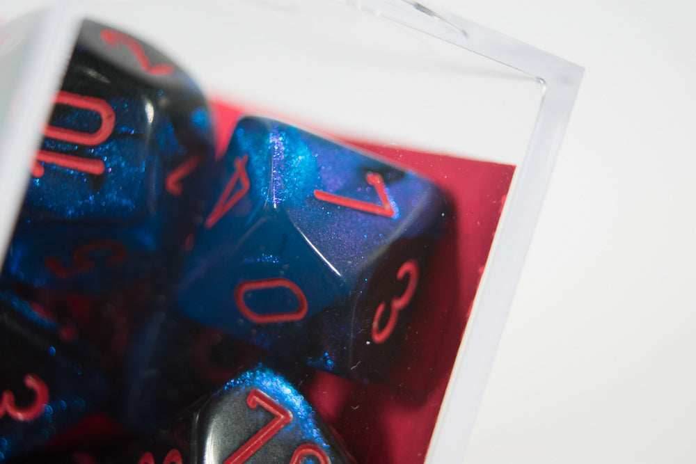 CHX 26458 Polyhedral 7-Die Gemini Black-Starlight /red Numbers Set Of 7 Dice Chessex -