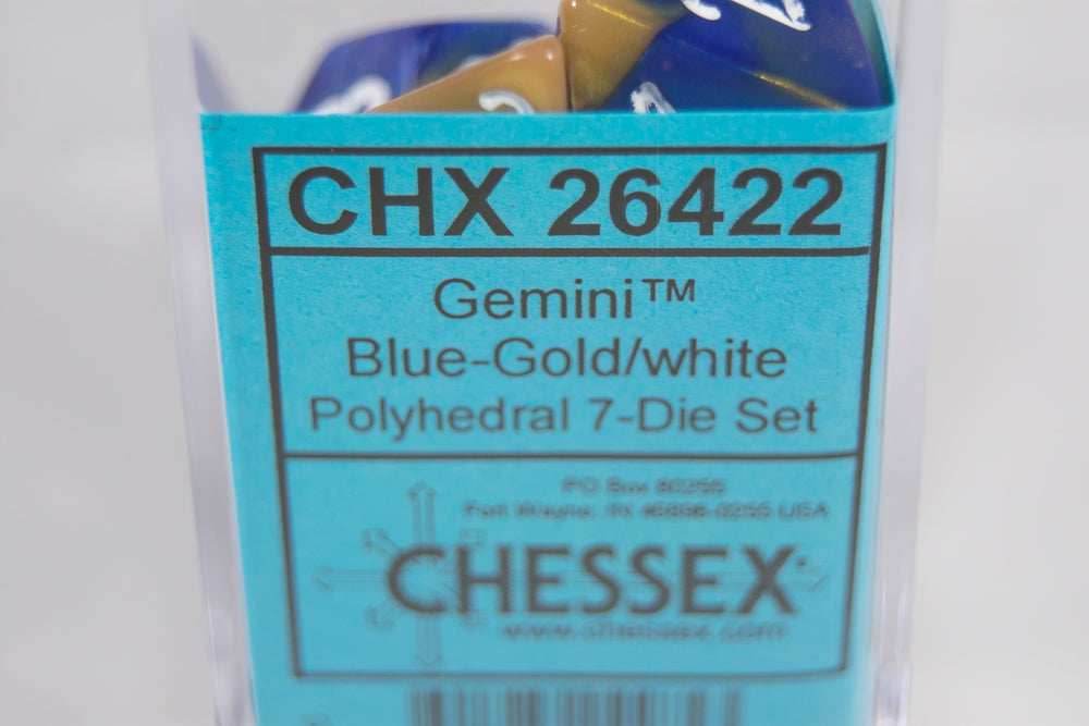 CHX 26422 Polyhedral 7-Die Gemini Blue-Gold Numbers Set Of 7 Dice Chessex -