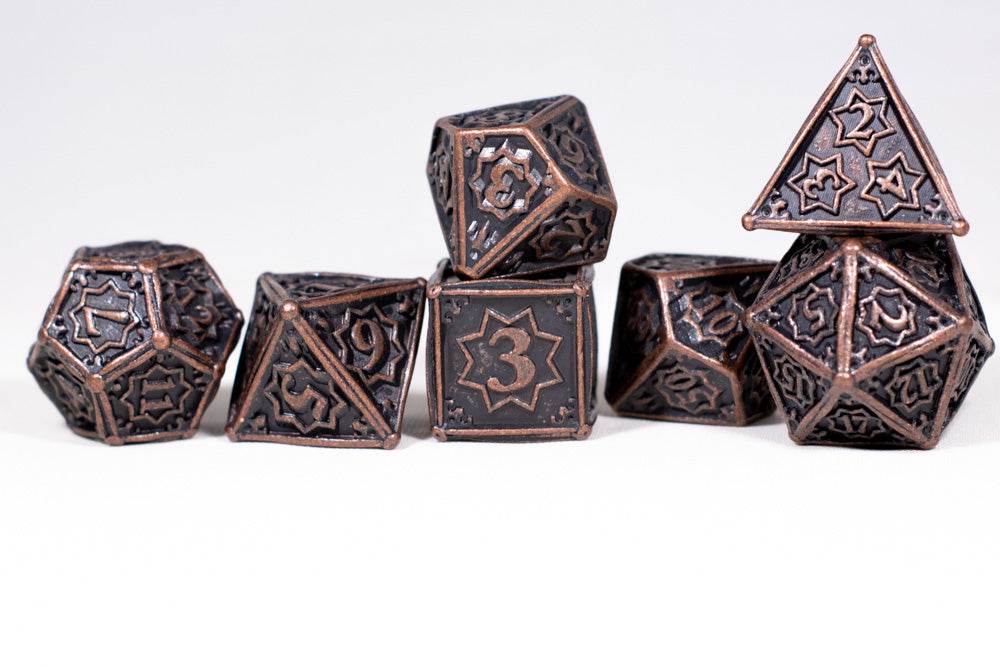Rustic Copper 7-Dice Metal Set {North Star Dice Collection} -