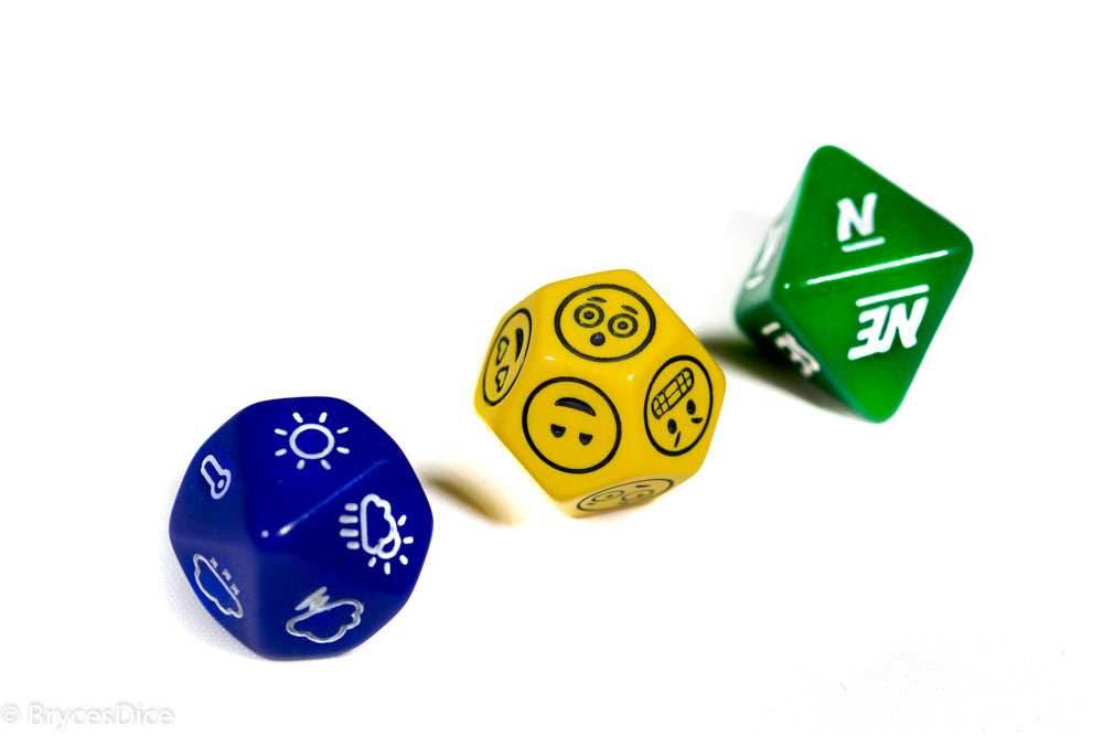 Emotion, Weather, and Direction Dice 3pc Set by Bescon -
