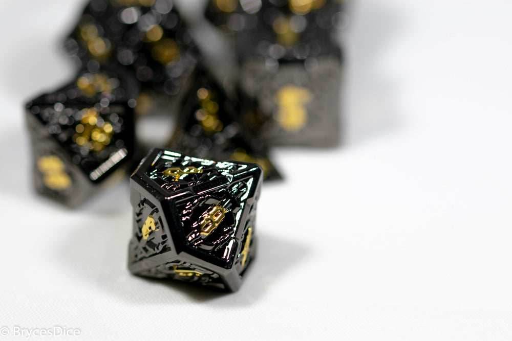 Black w/Gold Numbering Sword Strengthened Metal 7-Dice Set -