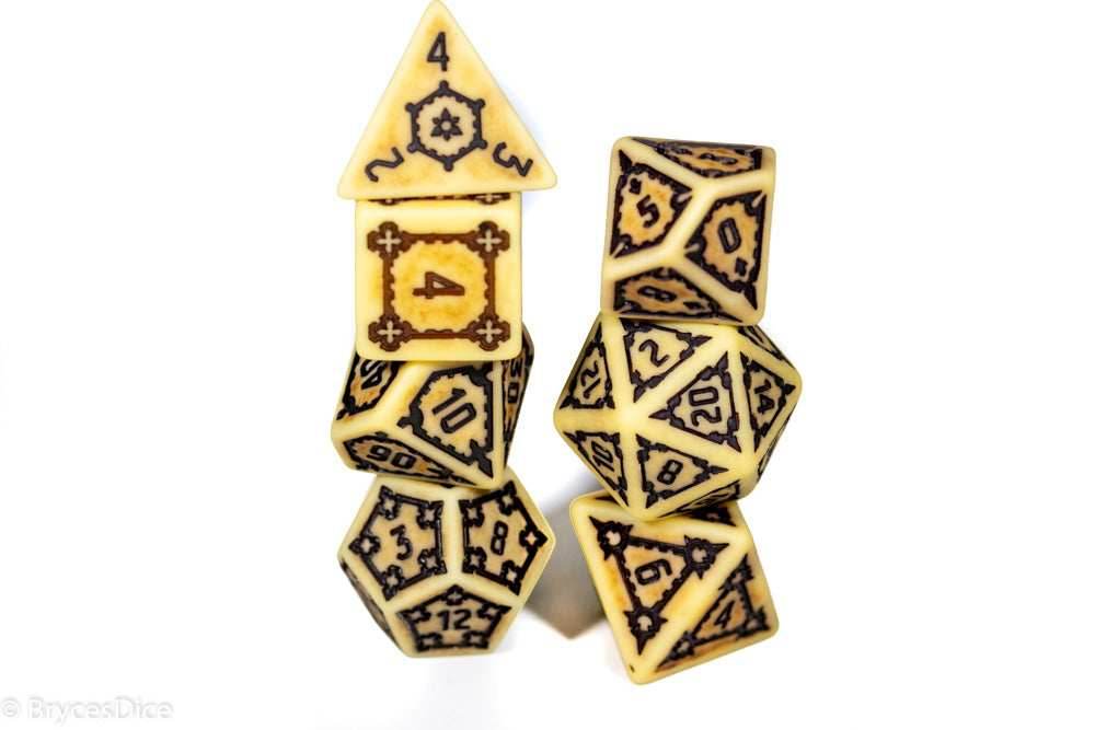 (Brown) Ancient Huge Castle Dice (D6:25mm) 7-Dice -