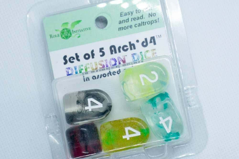 Set of 5 Arch'd4 Diffusion Dice in Assorted Colors by R4I -