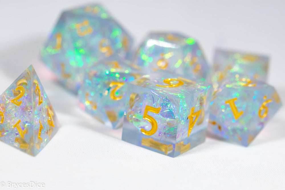 Opal Forged in Frost Dice Set (Resin Dice) Sharp Edge Dice -
