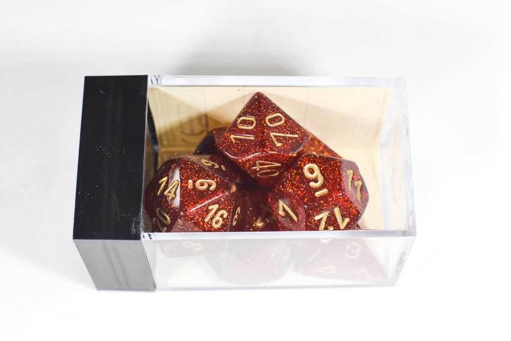 Glitter Ruby Red/Gold Polyhedral 7-Die Set -
