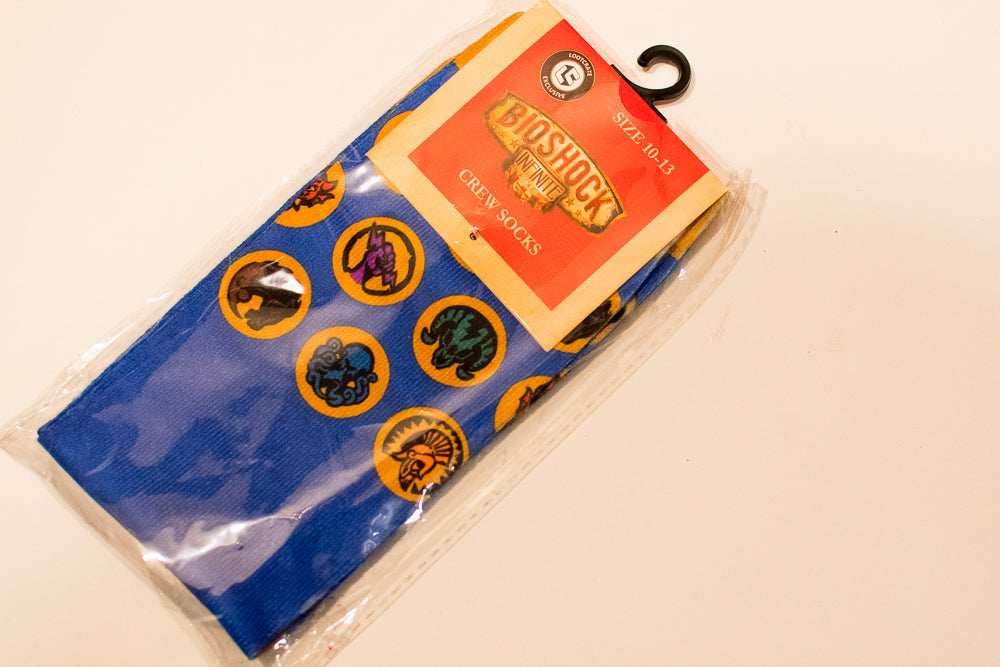 Bioshock Infinite Crew Socks Mens Size 10-13 Blue Loot Crate Exclusive -