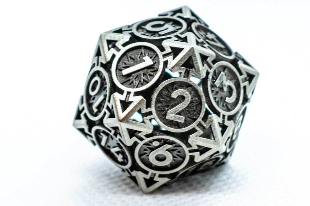 Iron Grey Deadly Arrow Dice | 7-Dice RPG Set High Visibility -