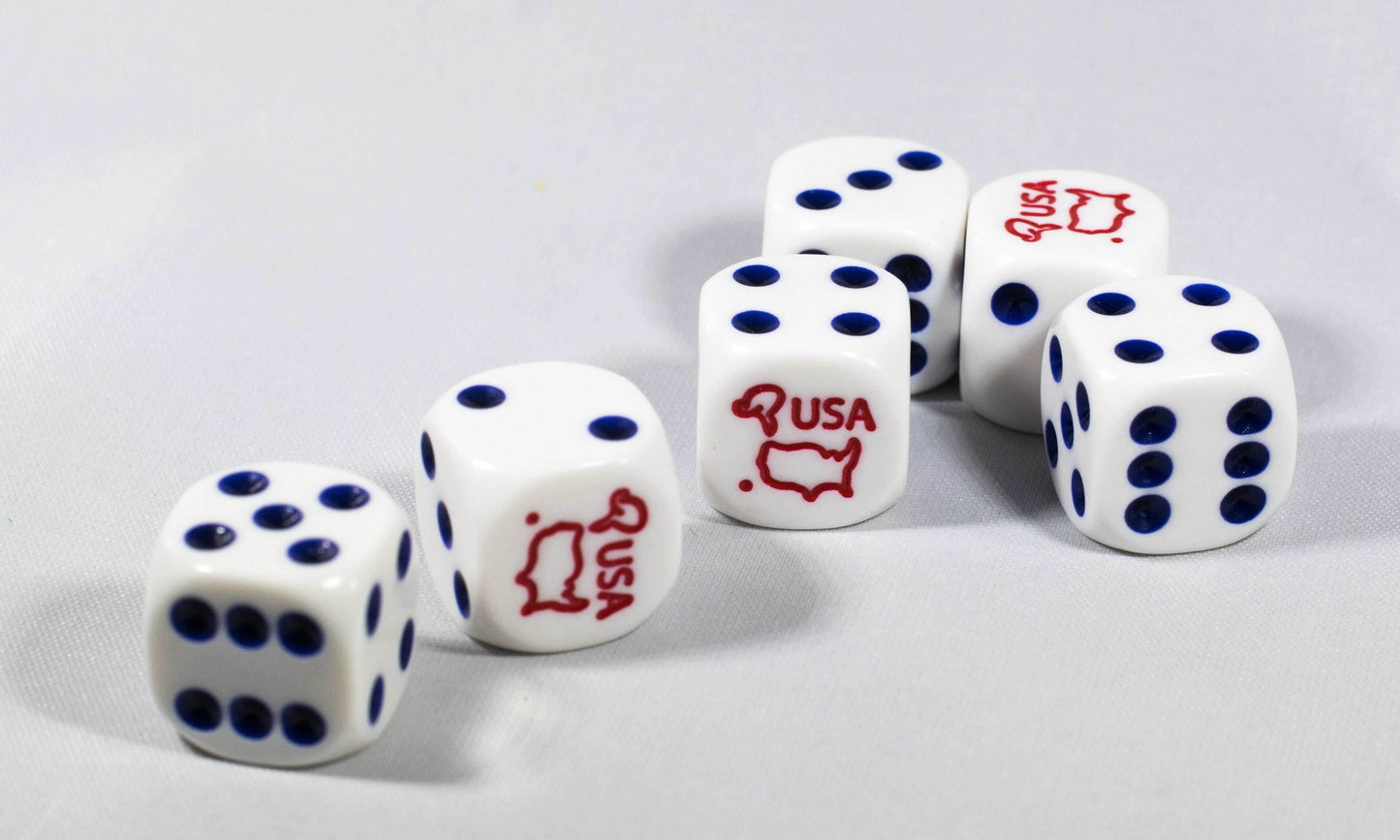 Custom USA Dice with Red White and Blue Theme Patriotic -