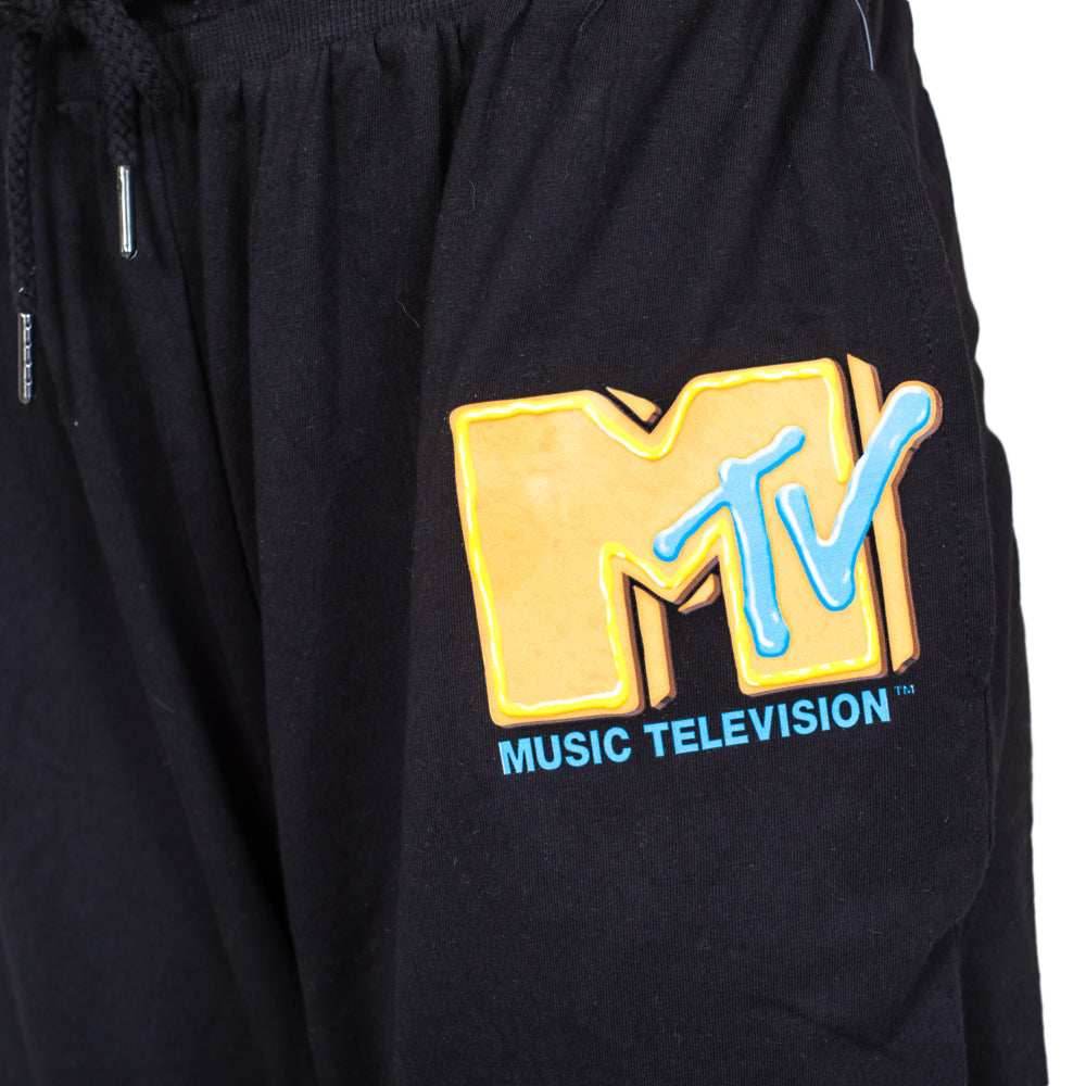 MTV Music Television Adult Unisex Everyday Cotton Jogger Pants - White Logo / S
