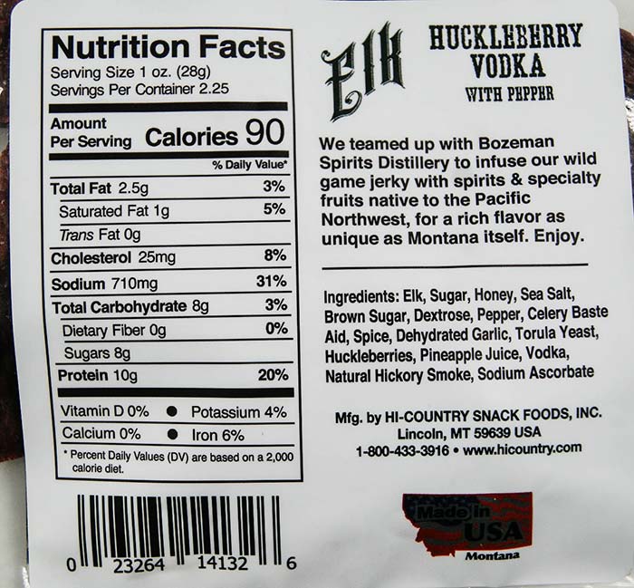 2.25 oz. Elk Huckleberry Vodka with Pepper Jerky