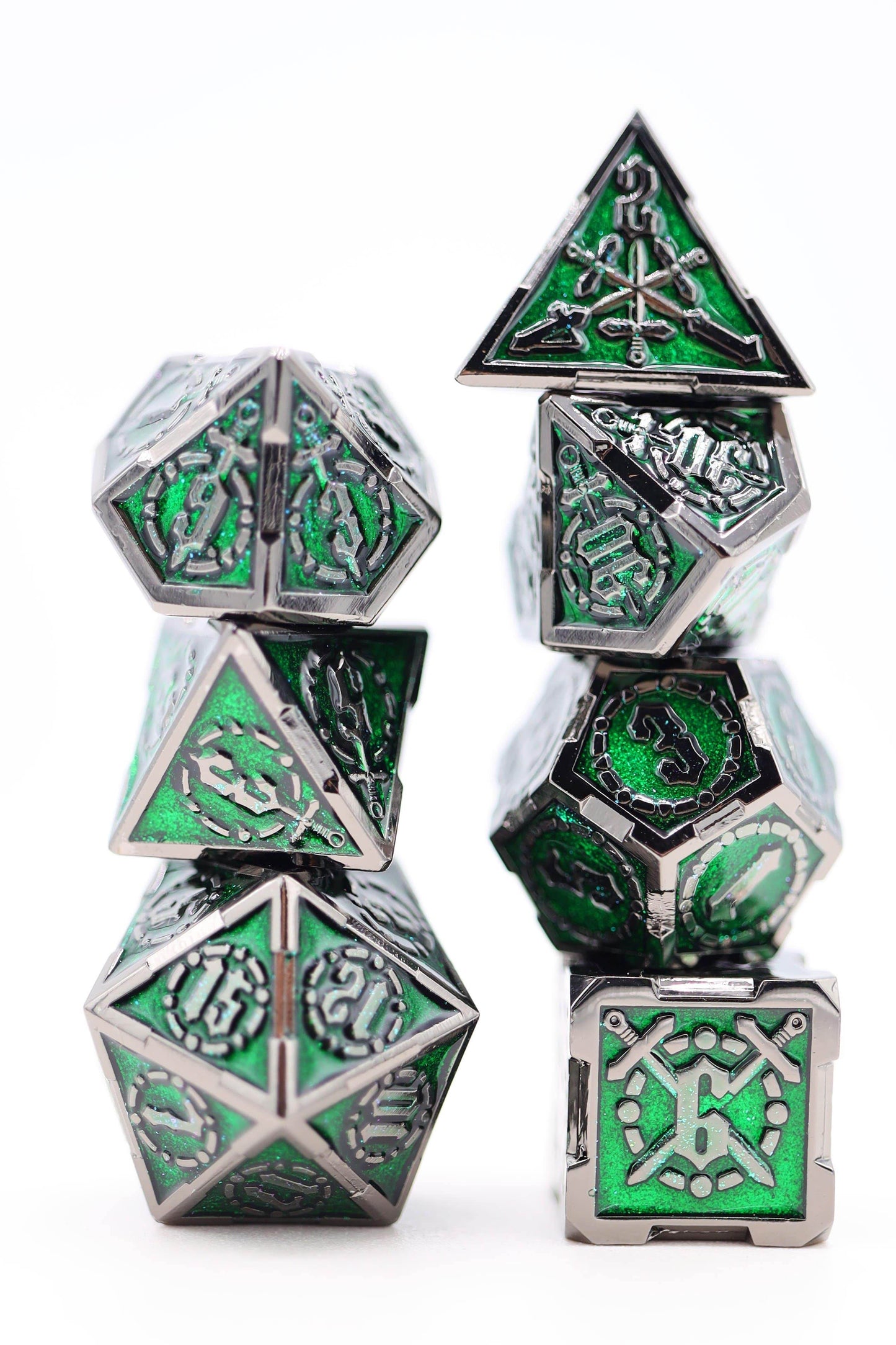 Crossed Swords: Enchanted Forest Sword - Metal RPG Dice Set -