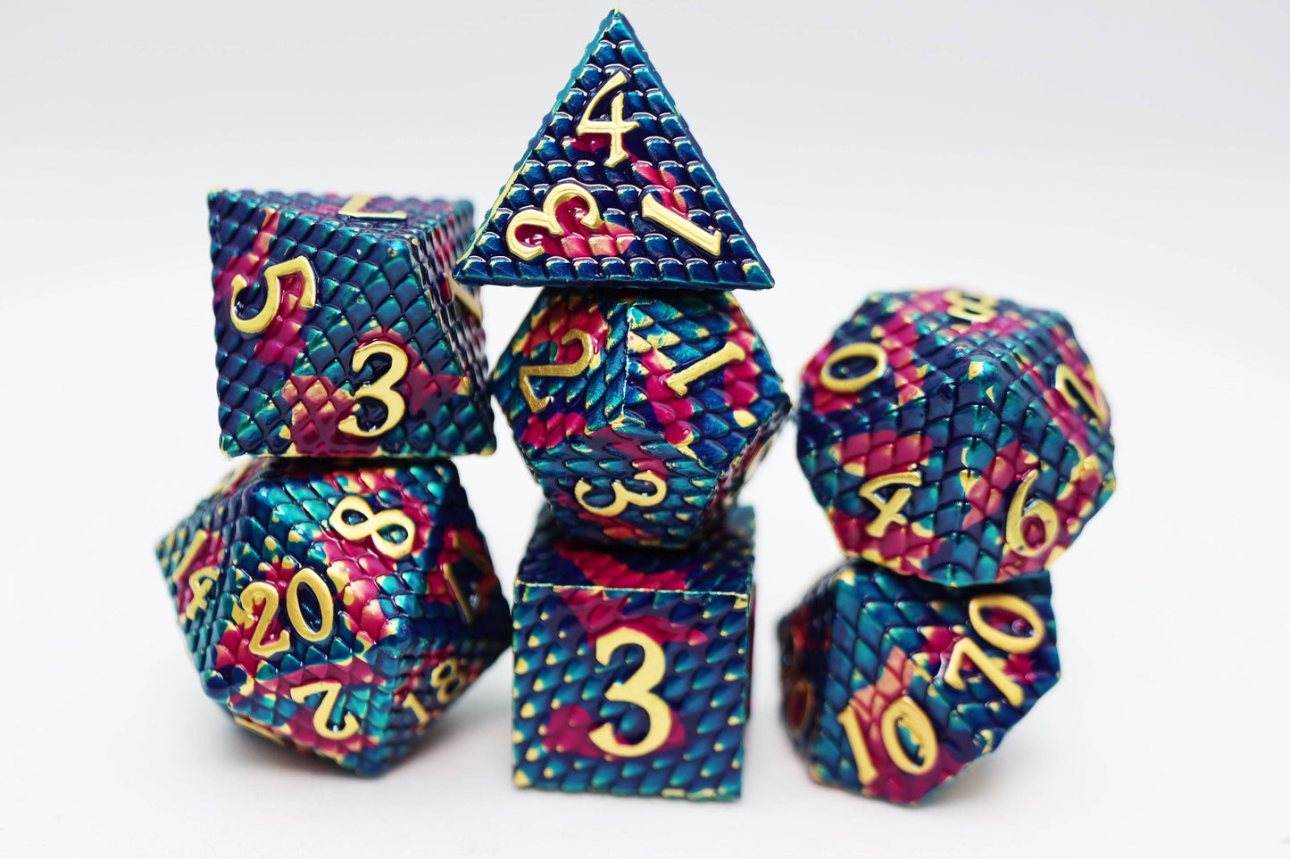 Dragon Scale: Golden - Metal RPG Dice Set -