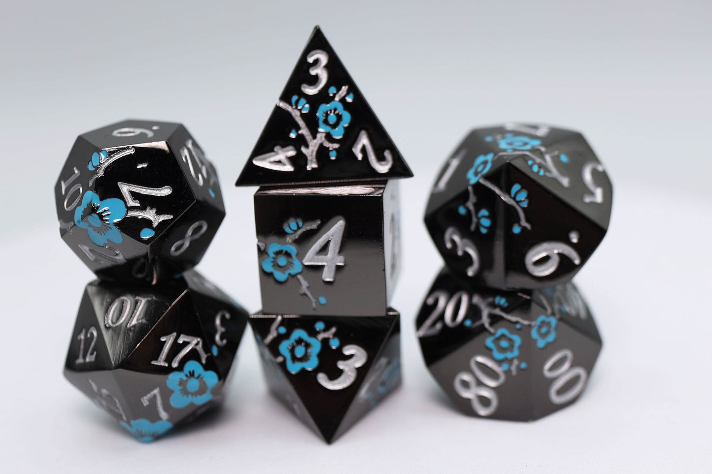 Metallic Bouquet: Dark Blue Pimpernel - Metal RPG Dice Set -