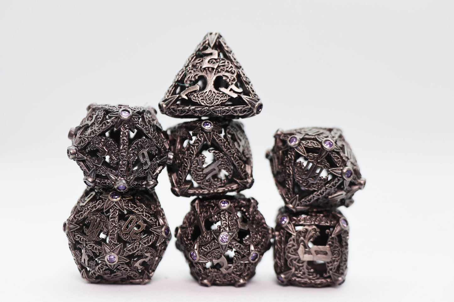 Trees of Virtue: Tree of Wisdom - Hollow Metal RPG Dice Set -