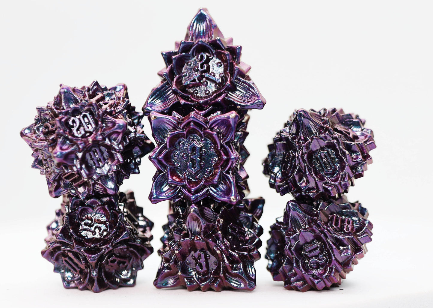 Floral Starburst: Burnt Nightshade - Metal RPG Dice Set -