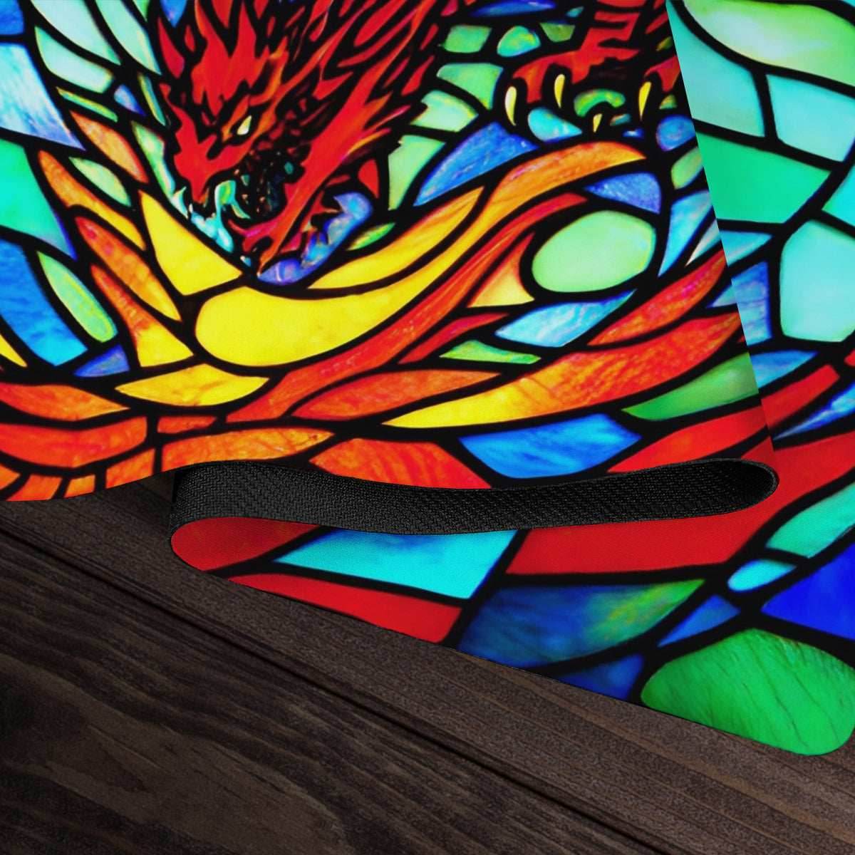 Red Stained Glass Dragon Playmat - Plain