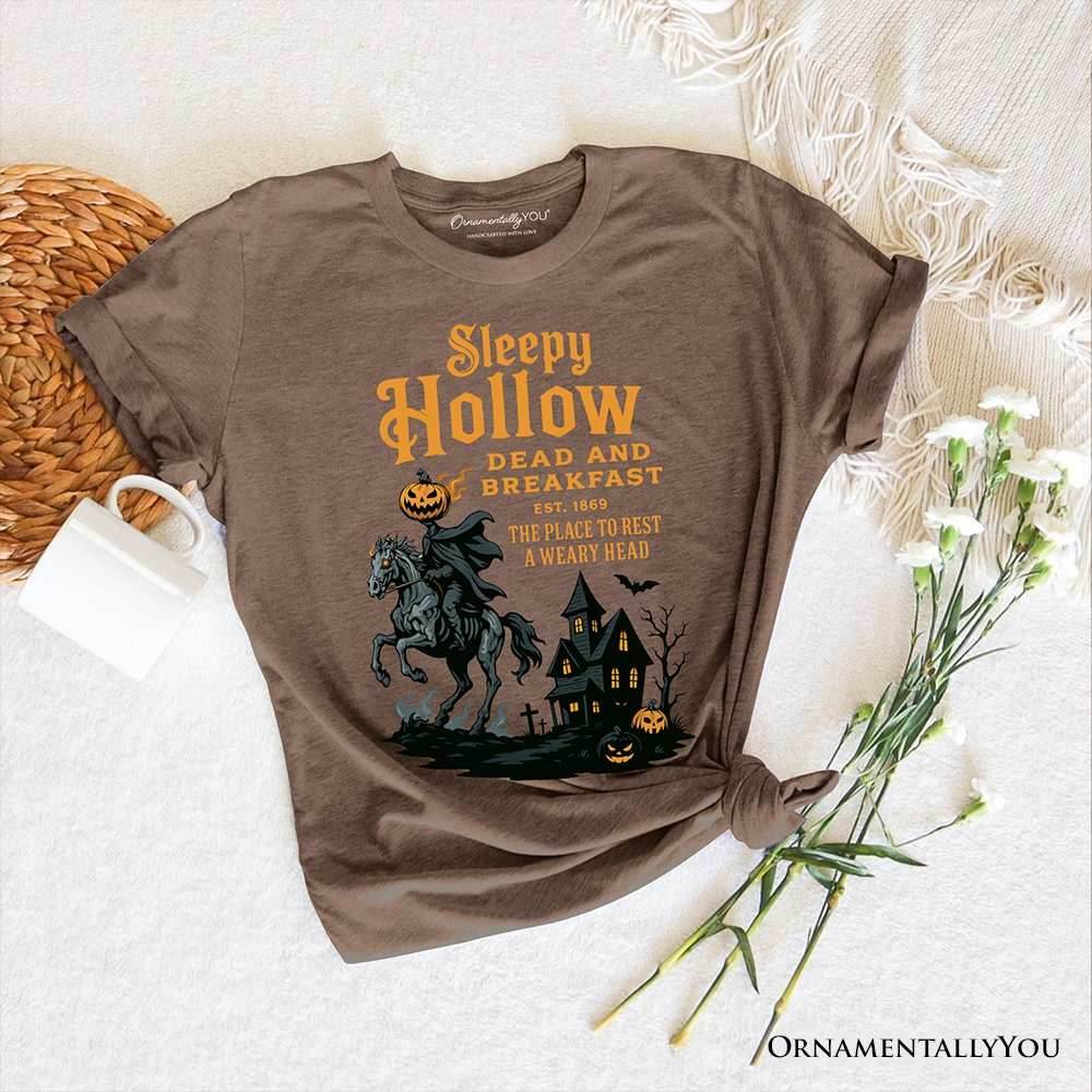 Headless Horseman Sleepy Hollow Halloween T-Shirt, Dead and Breakfast Retro Tee - Vintage Brwon / XS