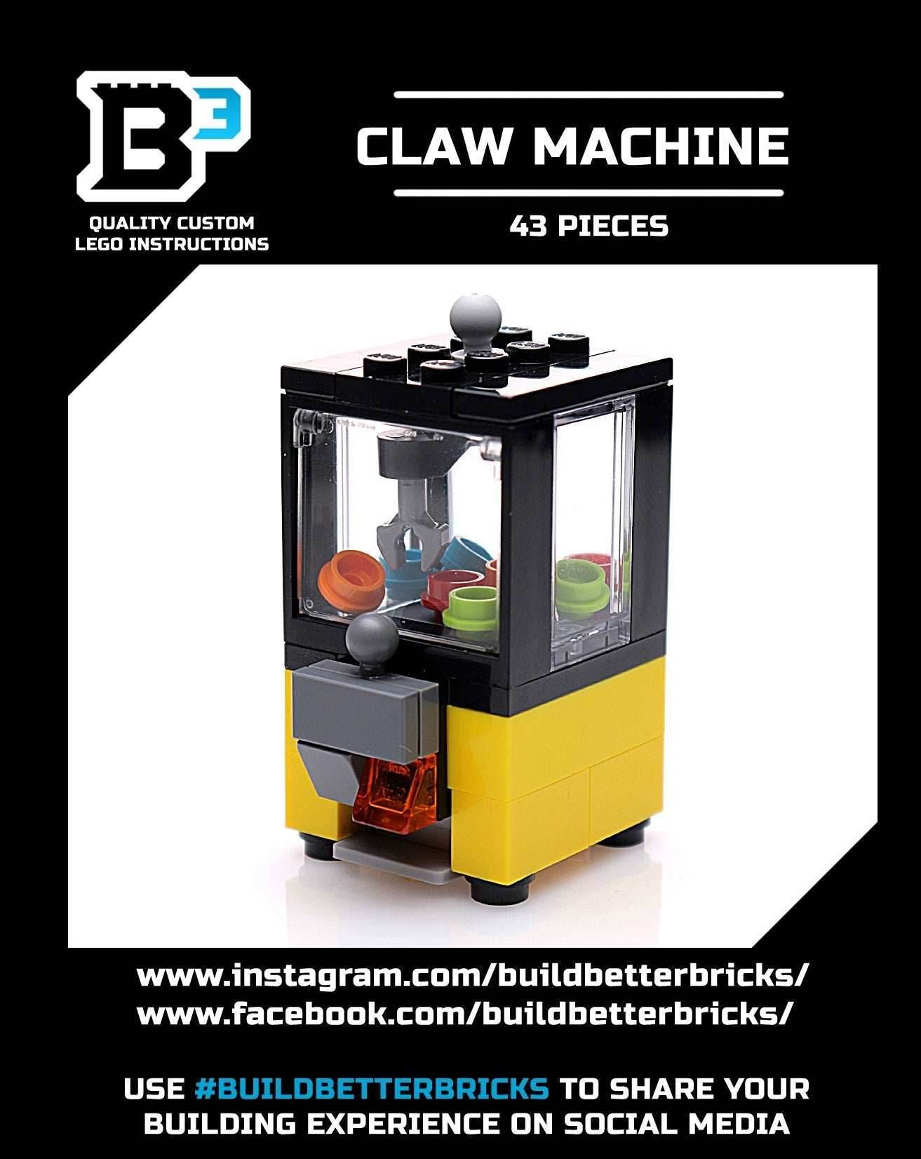 Minifig-Scale Arcade Claw Machine Building Set made from LEGO parts -