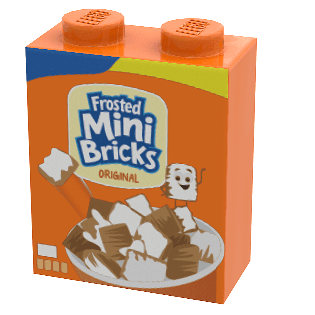 Frosted Mini Bricks Cereal - Custom Printed 1x2x2 Brick -